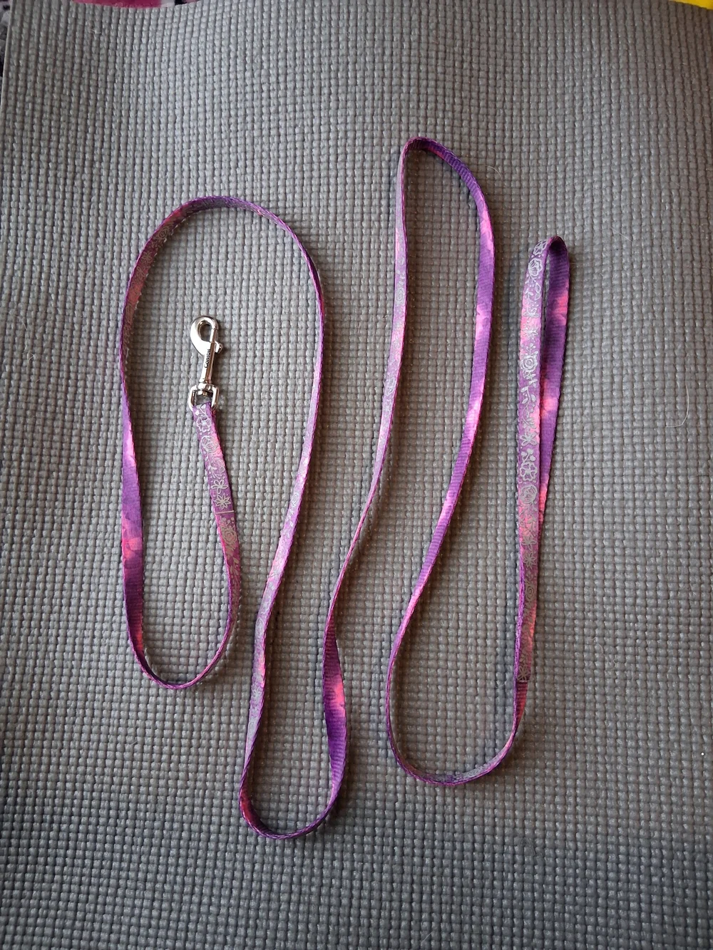 Purple Floral Reflecting Dog Leash with  Accents.